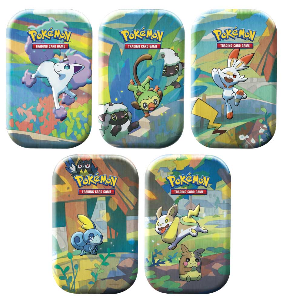 Mini Tin da collezione Amici di Galar 5 Tin: Ponyta di Galar, Grookey e Wooloo, Scorbunny, Sobble e Rookidee, Yamper e Morpeko (IT)