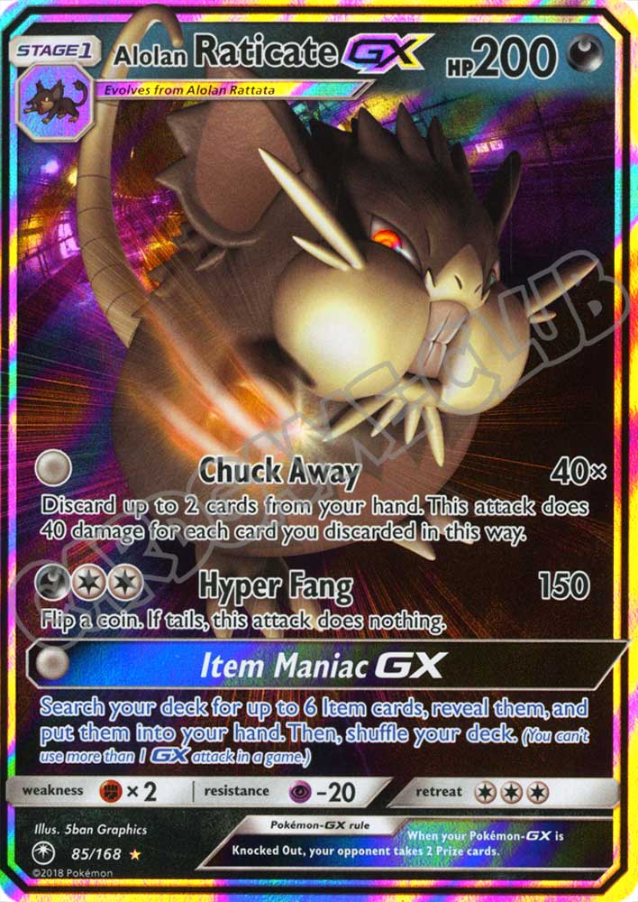 085 / 168 Alolan Raticate GX rara GX foil (EN) -NEAR MINT-