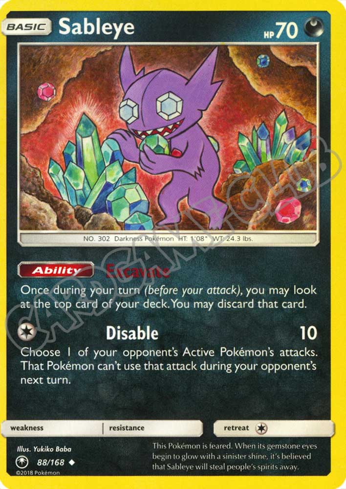 088 / 168 Sableye non comune normale (EN) -NEAR MINT-
