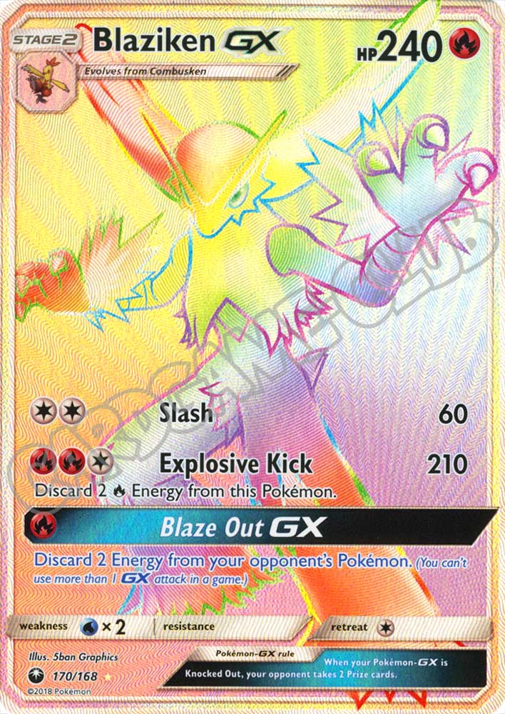 170 / 168 Blaziken GX rara segreta foil (EN) -NEAR MINT-