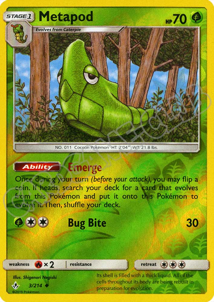 003 / 214 Metapod non comune foil reverse (EN) -NEAR MINT-