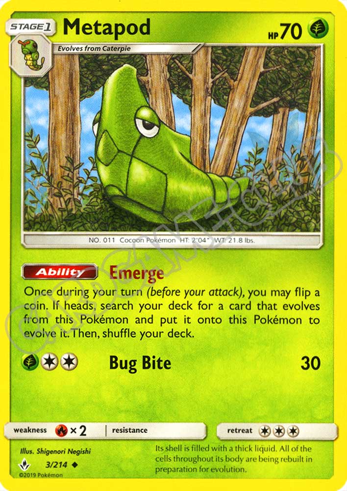 003 / 214 Metapod non comune normale (EN) -NEAR MINT-