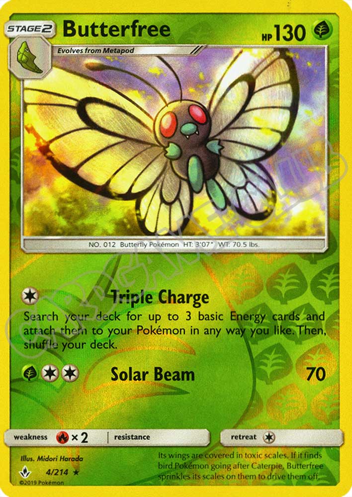 004 / 214 Butterfree rara foil reverse (EN) -NEAR MINT-