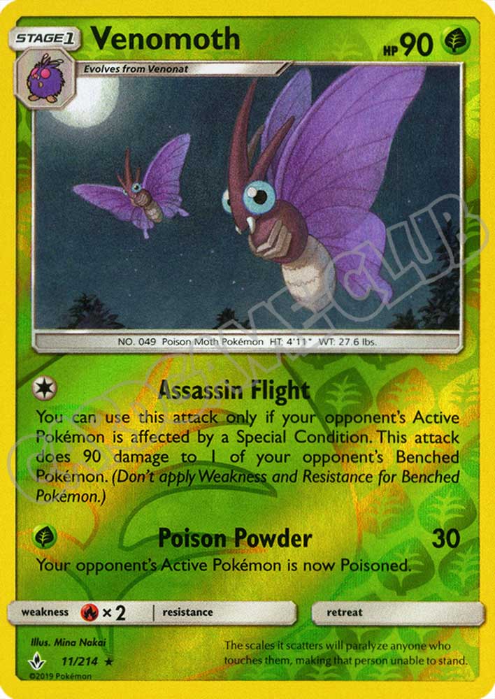 011 / 214 Venomoth rara foil reverse (EN) -NEAR MINT-