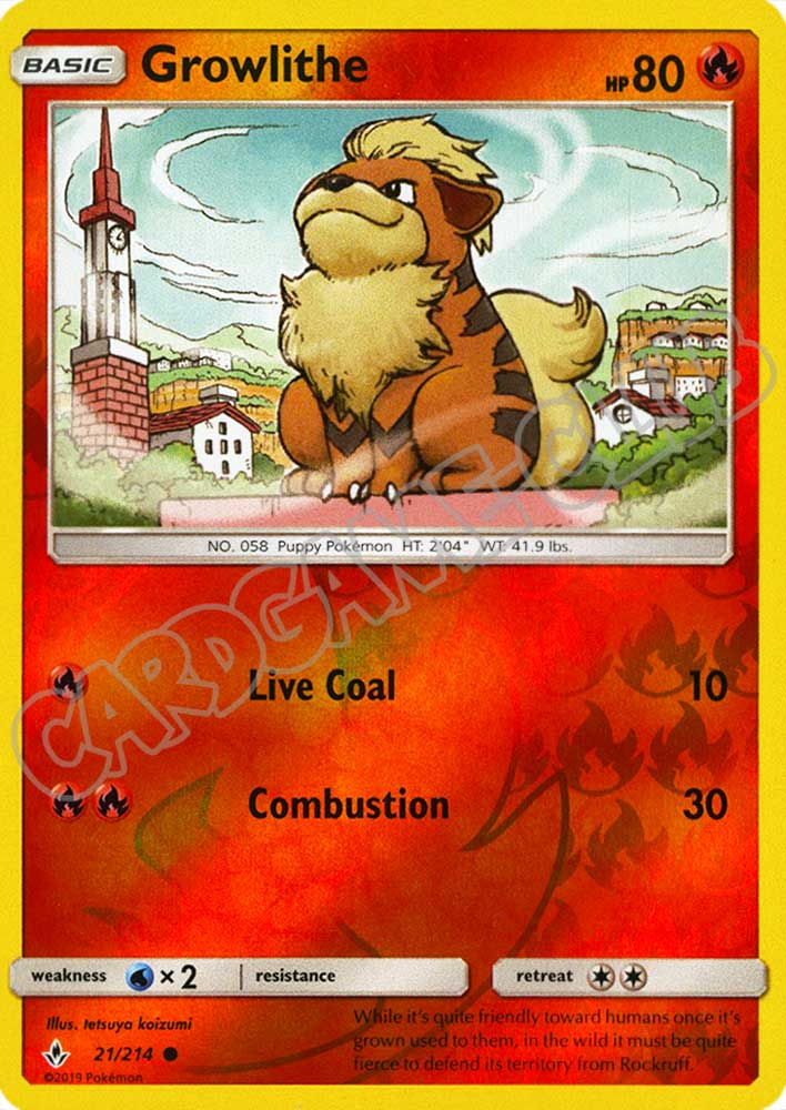021 / 214 Growlithe comune foil reverse (EN) -NEAR MINT-