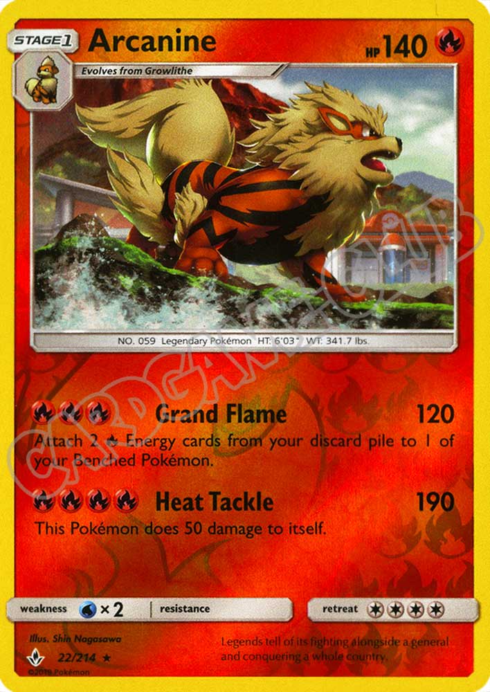 022 / 214 Arcanine rara foil reverse (EN) -NEAR MINT-