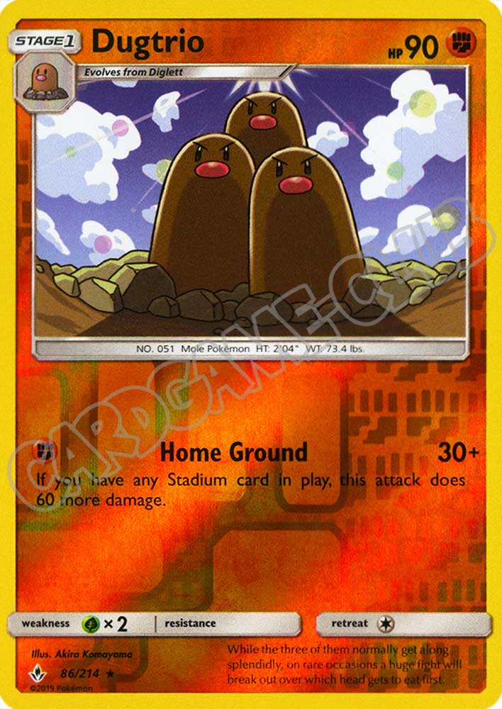 086 / 214 Dugtrio rara foil reverse (EN) -NEAR MINT-