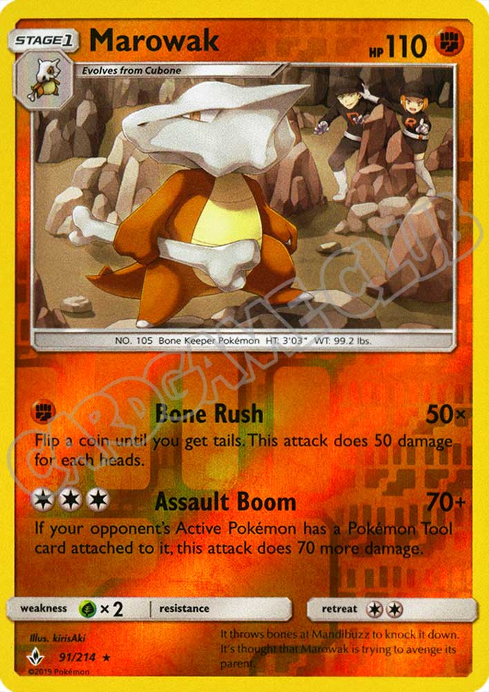 091 / 214 Marowak rara foil reverse (EN) -NEAR MINT-