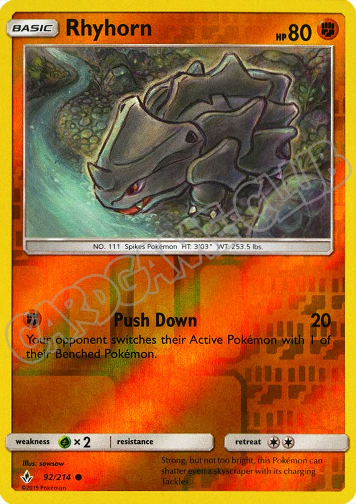 092 / 214 Rhyhorn comune foil reverse (EN) -NEAR MINT-