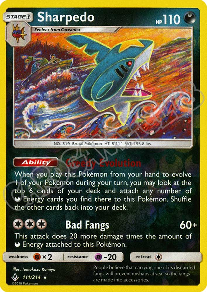 111 / 214 Sharpedo rara foil reverse (EN) -NEAR MINT-