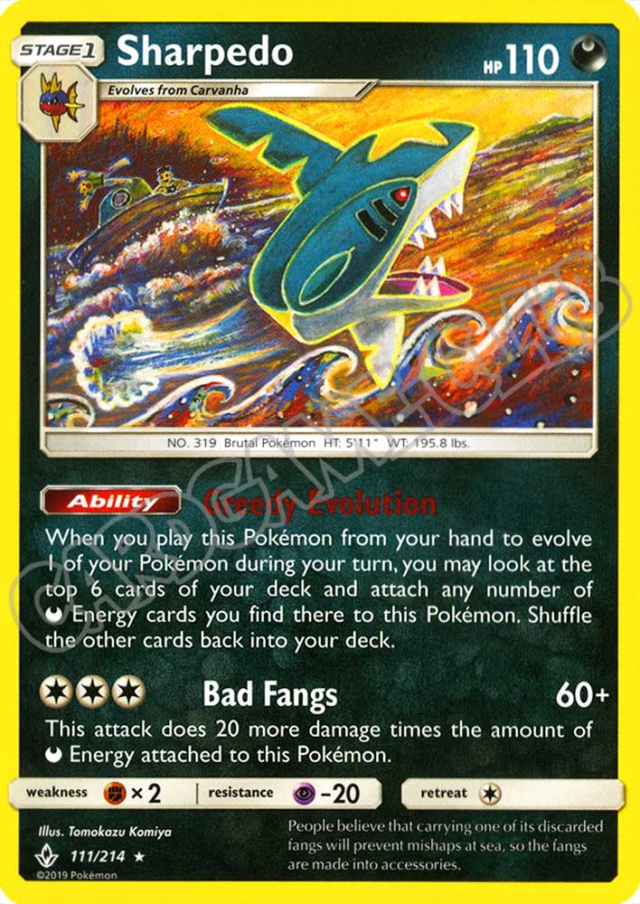 111 / 214 Sharpedo rara normale (EN) -NEAR MINT-