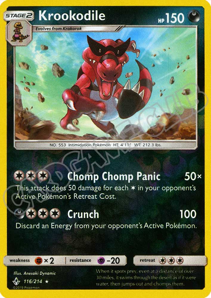 116 / 214 Krookodile rara foil reverse (EN) -NEAR MINT-