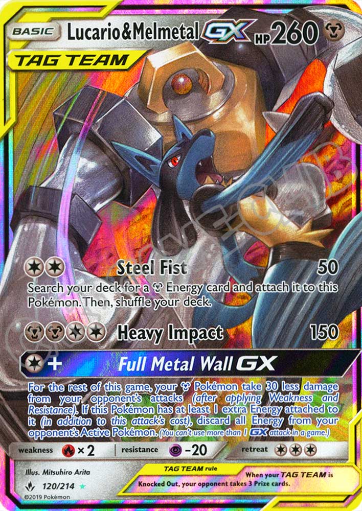 120 / 214 Lucario & Melmetal GX rara GX foil (EN) -NEAR MINT-