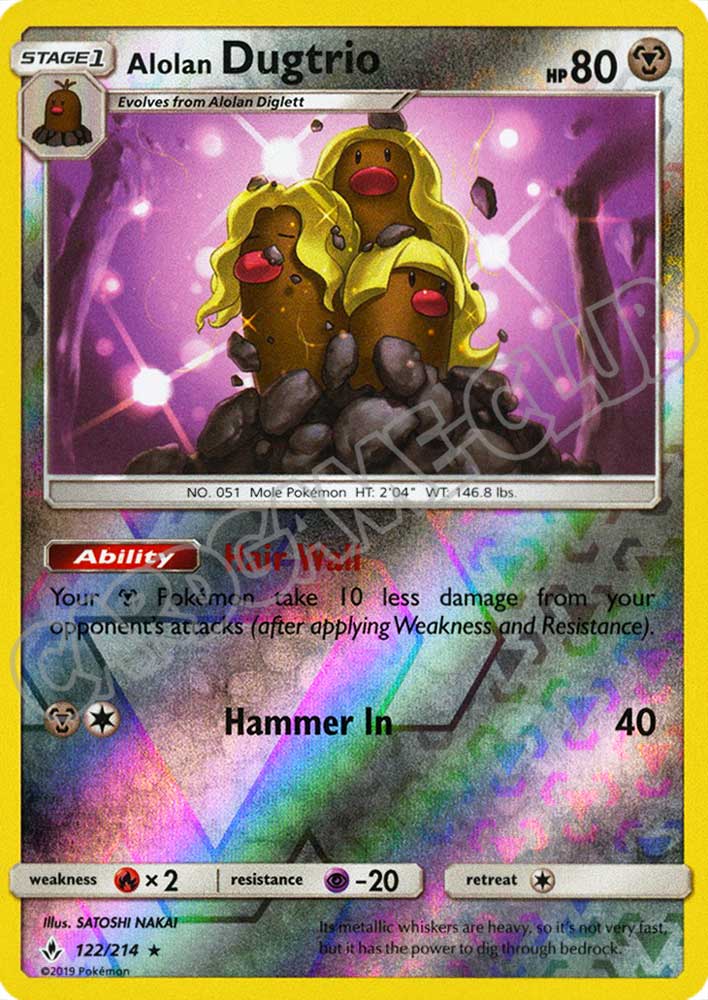 122 / 214 Alolan Dugtrio rara foil reverse (EN) -NEAR MINT-