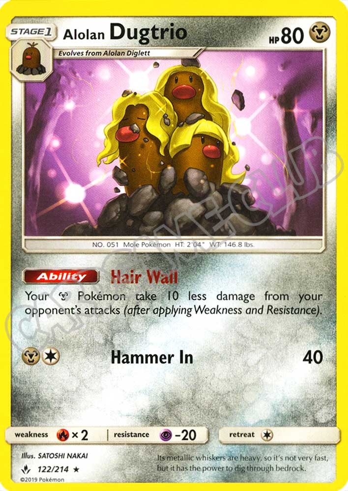 122 / 214 Alolan Dugtrio rara normale (EN) -NEAR MINT-