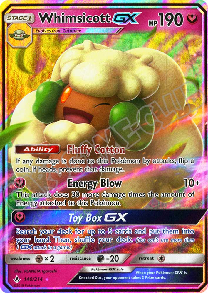 140 / 214 Whimsicott GX rara GX foil (EN) -NEAR MINT-