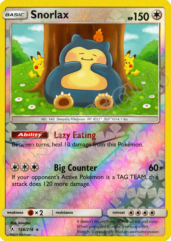158 / 214 Snorlax rara foil reverse (EN) -NEAR MINT-