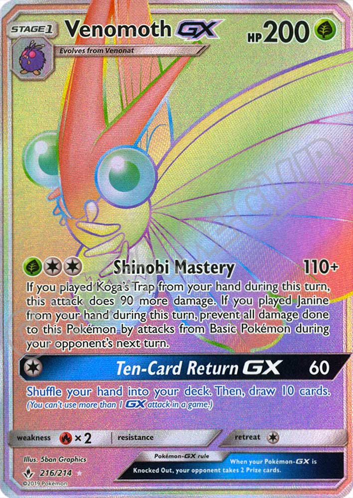216 / 214 Venomoth GX rara segreta foil (EN) -NEAR MINT-