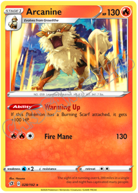 028 / 192 Arcanine rara normale (EN)