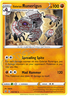 102 / 192 Galarian Runerigus rara normale (EN)