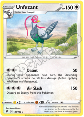 145 / 192 Unfezant rara normale (EN)