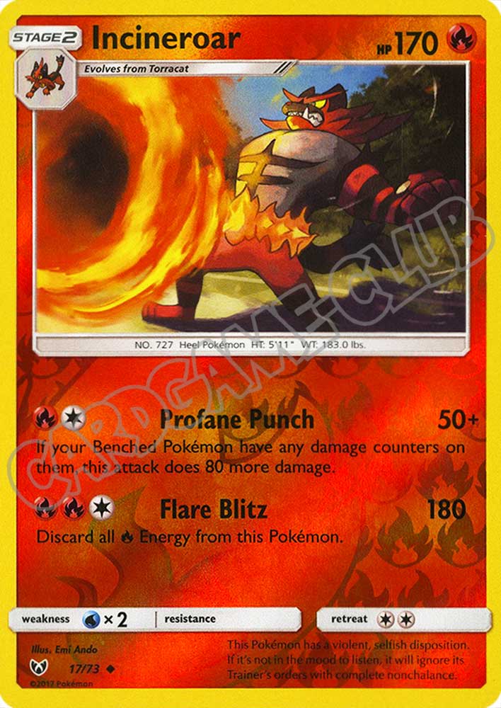 17 / 73 Incineroar non comune foil reverse (EN) -NEAR MINT-