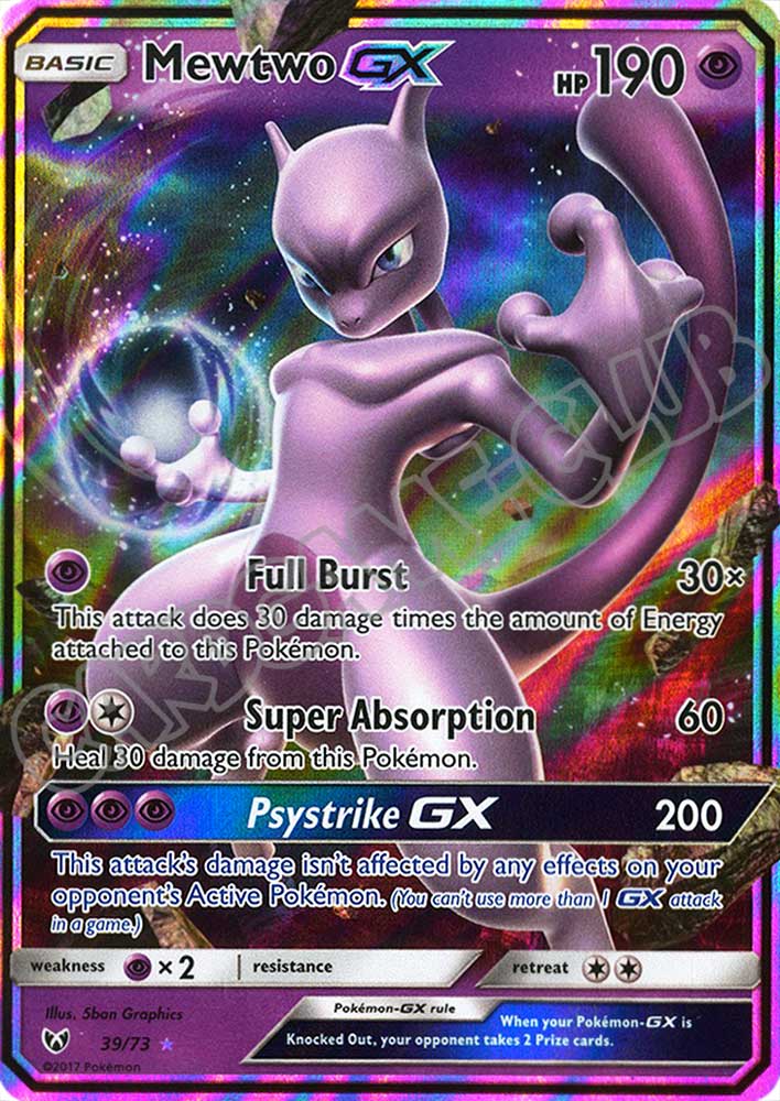 39 / 73 Mewtwo GX rara GX foil (EN) -NEAR MINT-