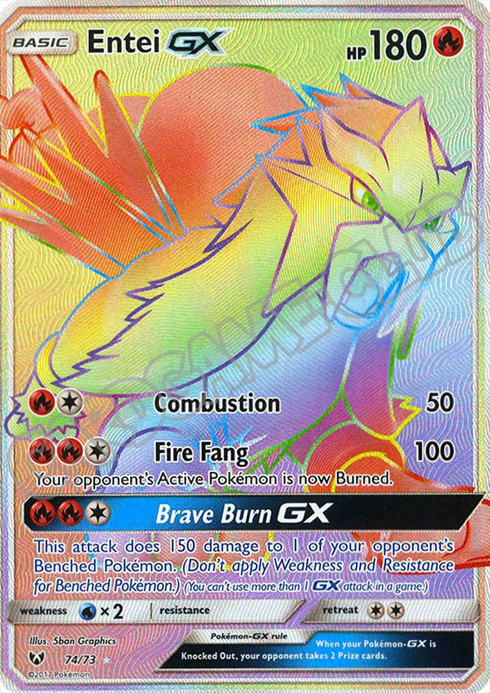 74 / 73 Entei GX rara segreta foil (EN) -NEAR MINT-