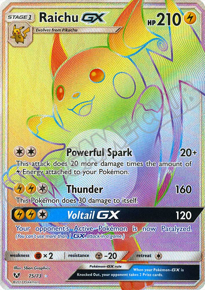 75 / 73 Raichu GX rara segreta foil (EN) -NEAR MINT-