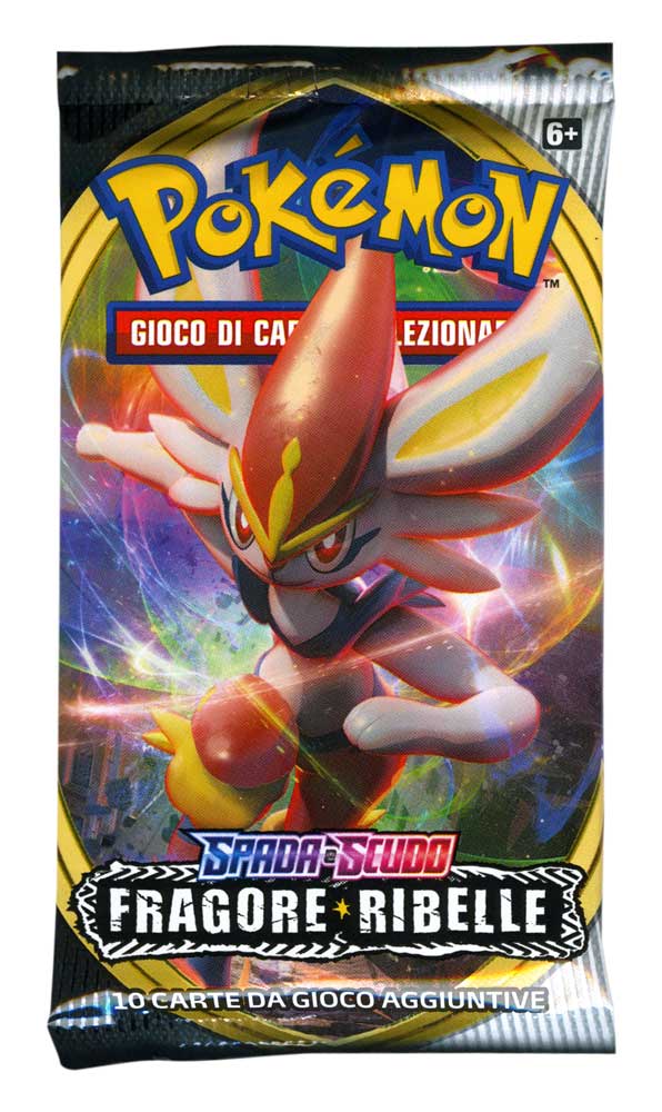Spada e Scudo Fragore Ribelle artwork Cinderace busta 10 carte (IT)