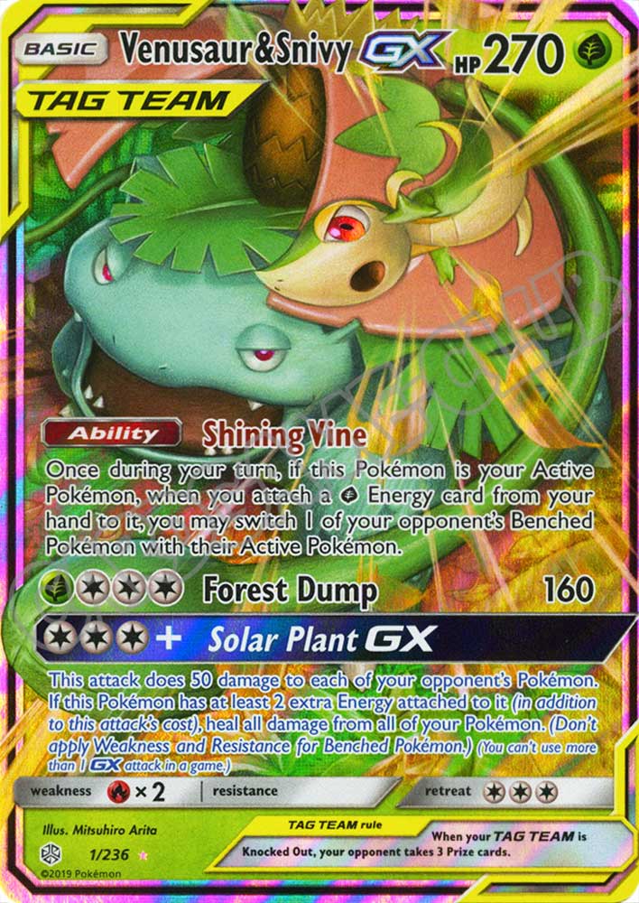 001 / 236 Venusaur & Snivy GX rara GX foil (EN) -NEAR MINT-