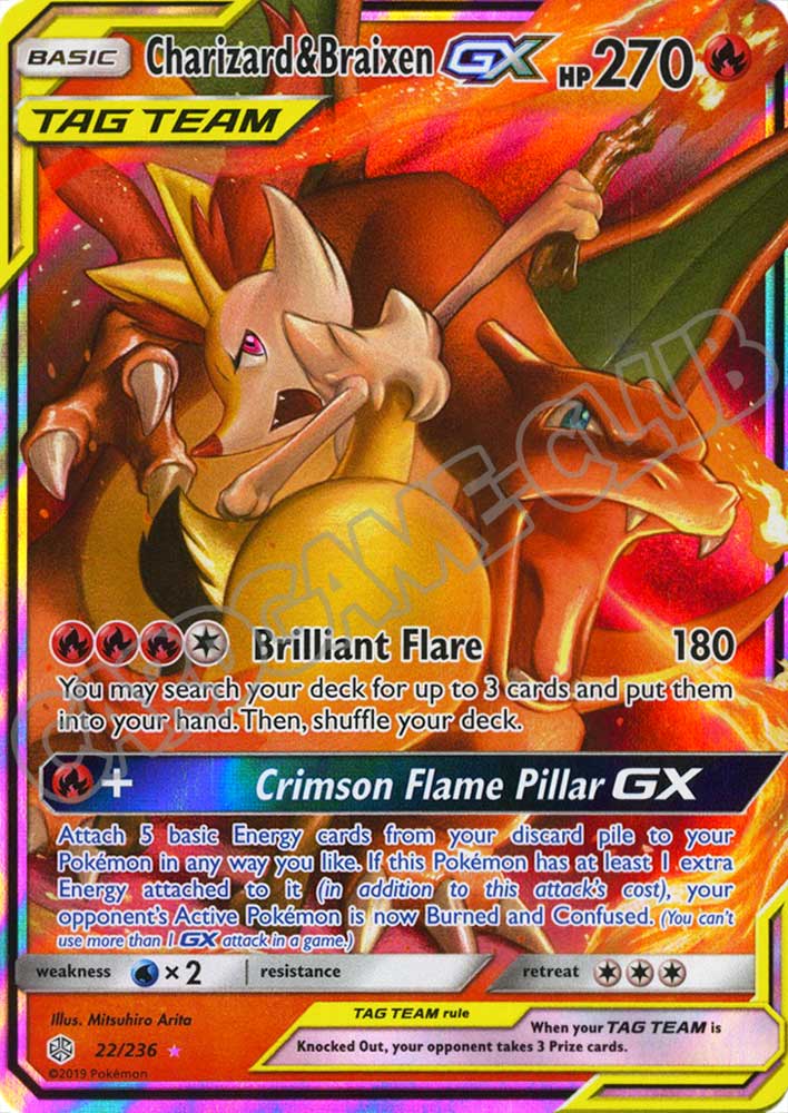 022 / 236 Charizard & Braixen GX rara GX foil (EN) -NEAR MINT-