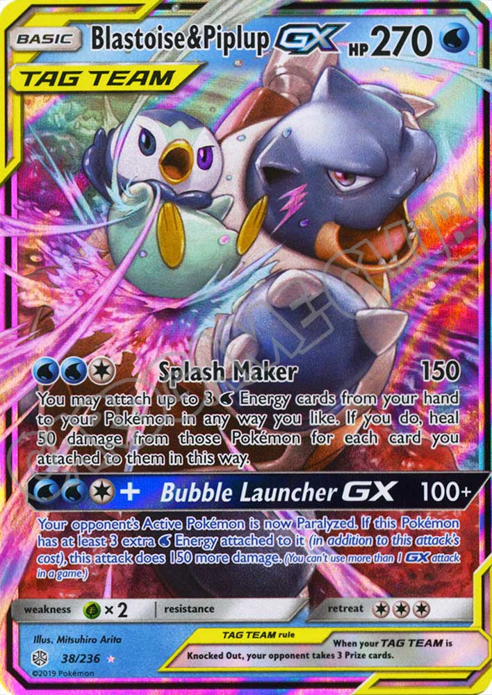 038 / 236 Blastoise & Piplup GX rara GX foil (EN) -NEAR MINT-