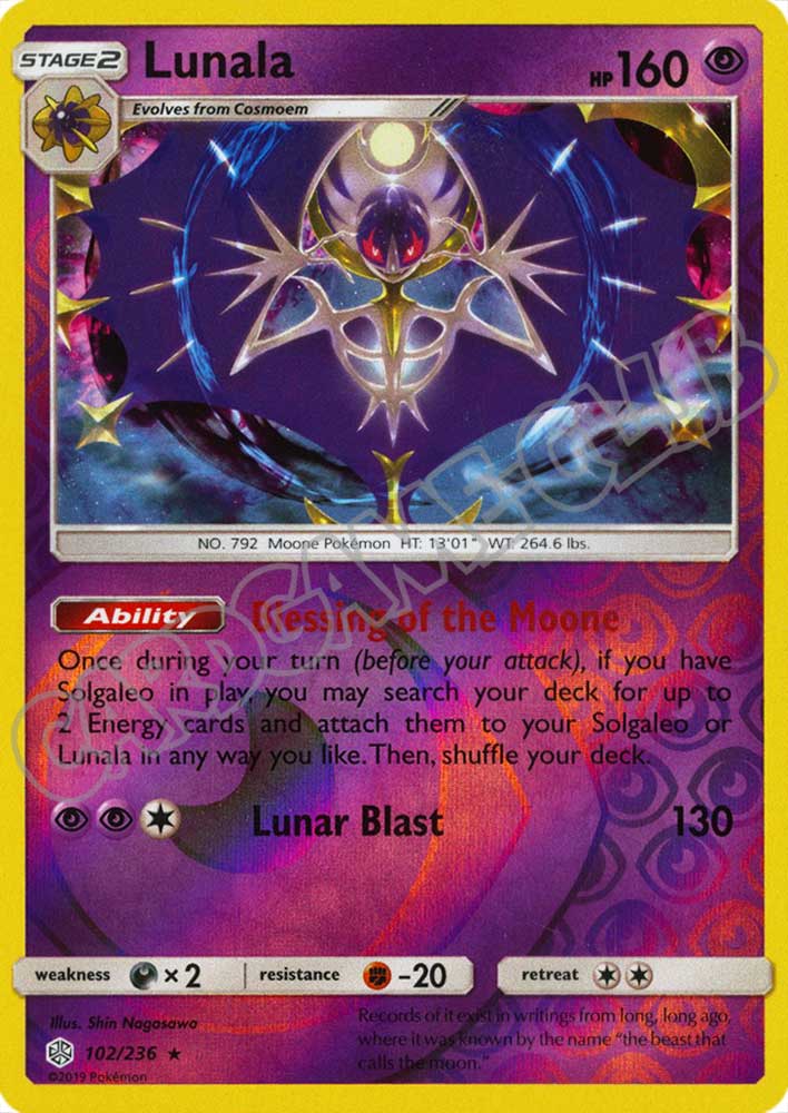102 / 236 Lunala rara foil reverse (EN) -NEAR MINT-