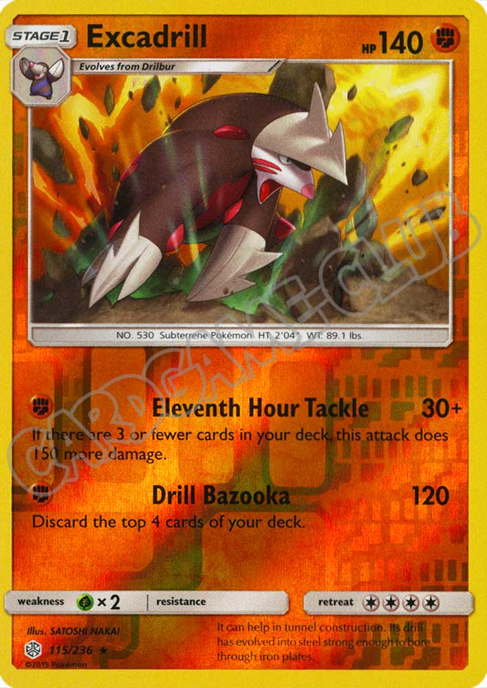 115 / 236 Excadrill rara foil reverse (EN) -NEAR MINT-