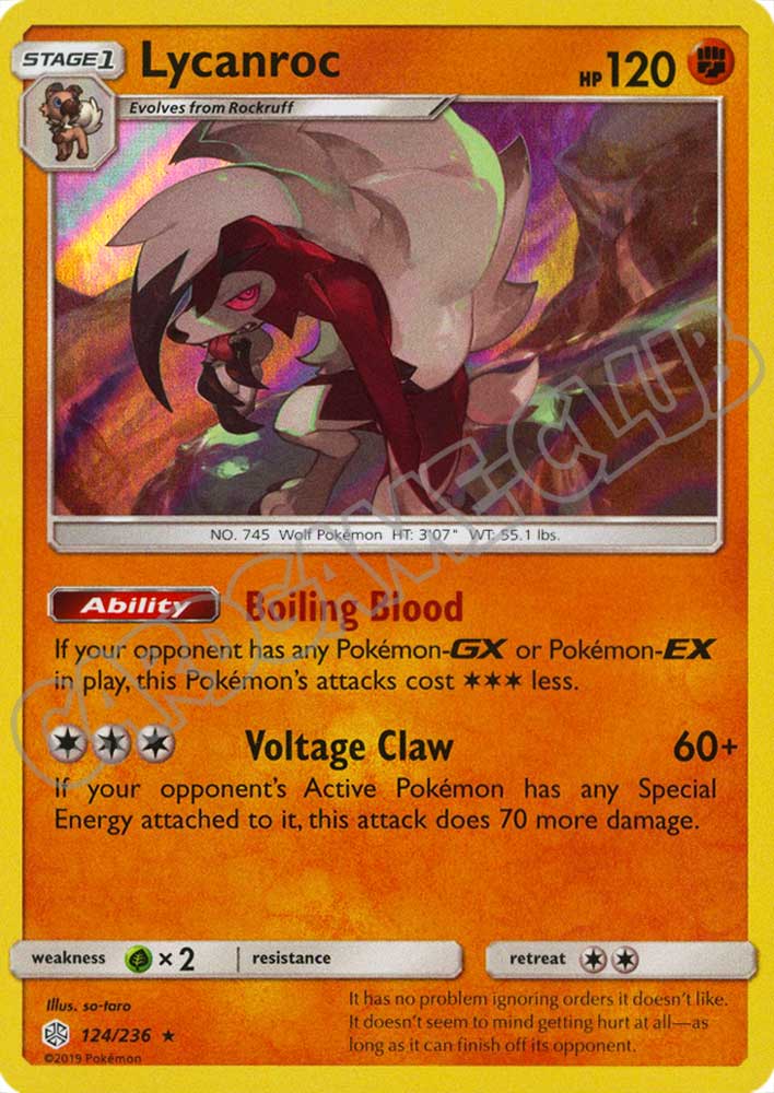 124 / 236 Lycanroc rara foil (EN) -NEAR MINT-