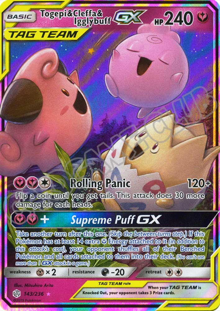 143 / 236 Togepi & Cleffa & Igglybuff GX rara GX foil (EN) -NEAR MINT-
