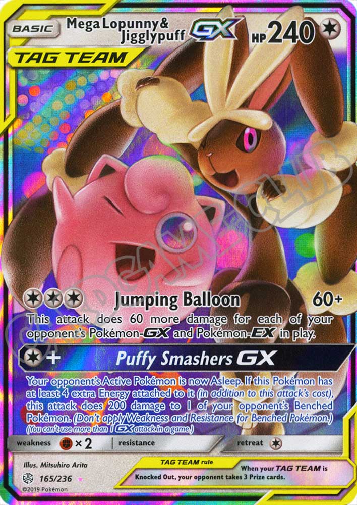 165 / 236 Mega Lopunny & Jigglypuff GX rara GX foil (EN) -NEAR MINT-
