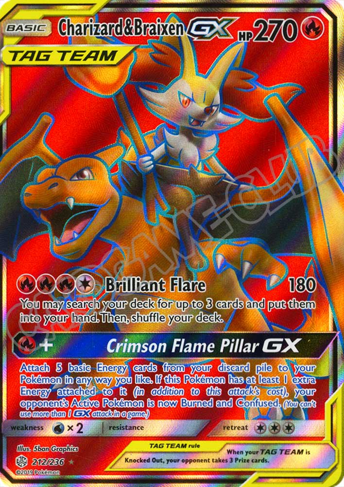 212 / 236 Charizard & Braixen GX ultra rara foil (EN) -NEAR MINT-