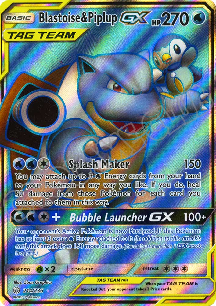 214 / 236 Blastoise & Piplup GX ultra rara foil (EN) -NEAR MINT-