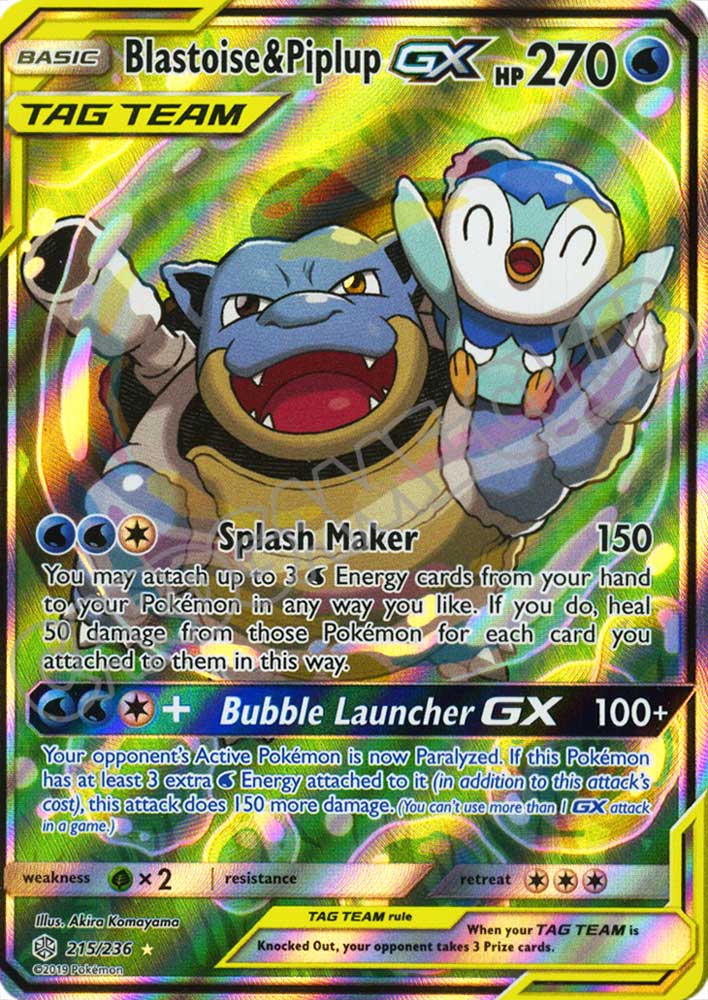 215 / 236 Blastoise & Piplup GX ultra rara foil (EN) -NEAR MINT-