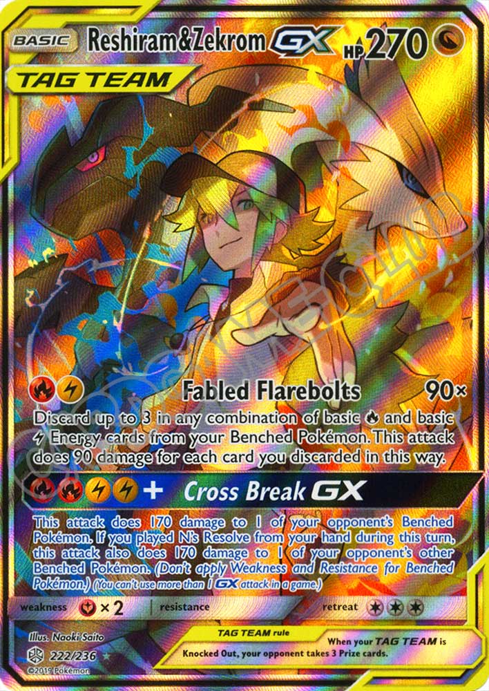 222 / 236 Reshiram & Zekrom GX ultra rara foil (EN) -NEAR MINT-