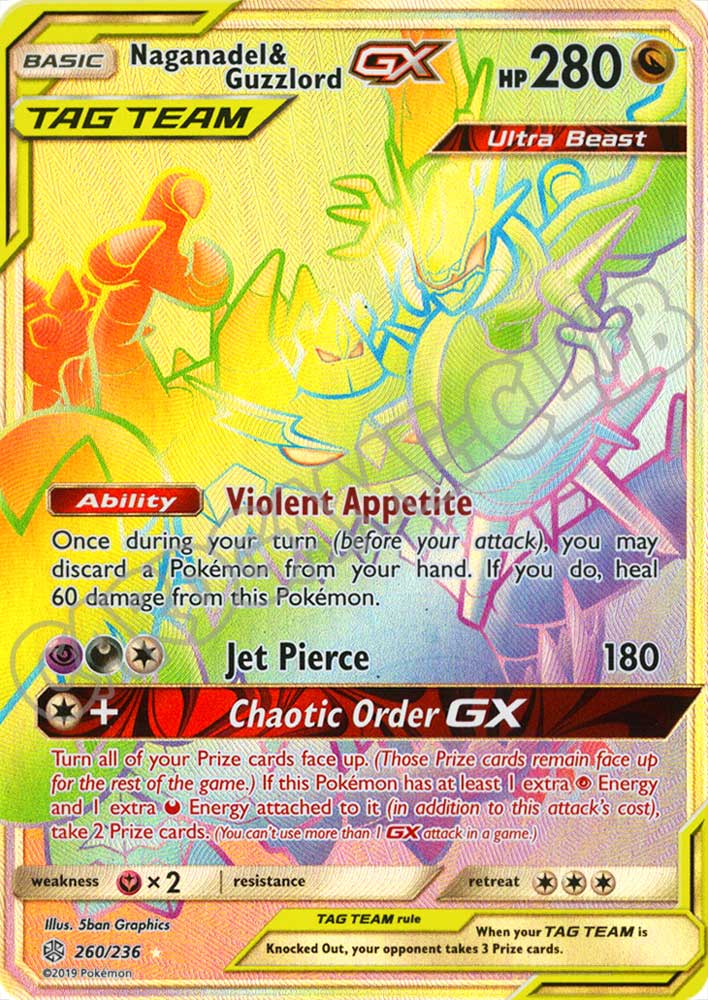 260 / 236 Naganadel & Guzzlord GX rara segreta foil (EN) -NEAR MINT-