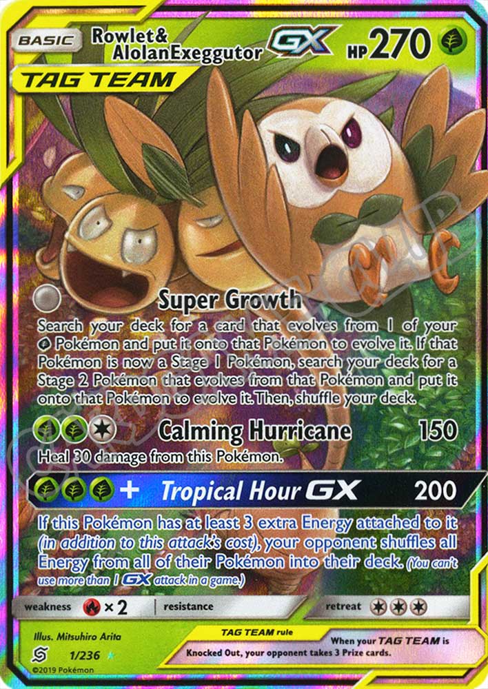 001 / 236 Rowlet & Alolan Exeggutor GX rara GX foil (EN) -NEAR MINT-