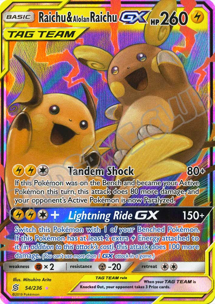 054 / 236 Raichu & Alolan Raichu GX rara GX foil (EN) -NEAR MINT-