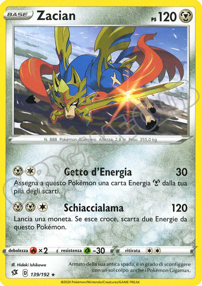 139 / 192 Zacian rara normale (IT) -NEAR MINT-