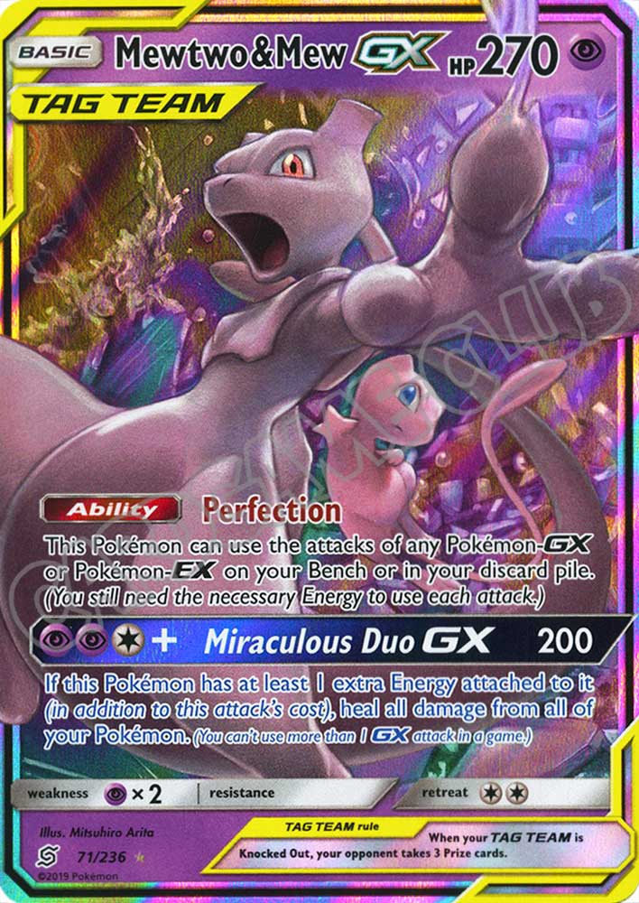 071 / 236 Mewtwo & Mew GX rara GX foil (EN) -NEAR MINT-