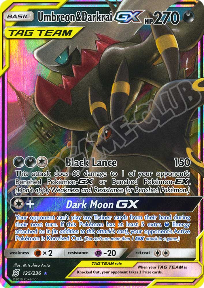 125 / 236 Umbreon & Darkrai GX rara GX foil (EN) -NEAR MINT-