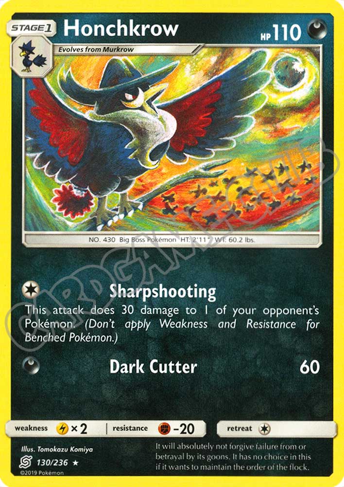 130 / 236 Honchkrow rara normale (EN) -NEAR MINT-