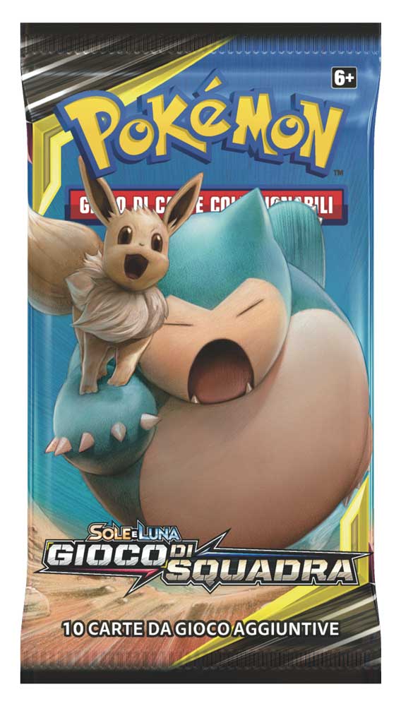 Sole e Luna Gioco di Squadra busta 10 carte Artwork Eevee e Snorlax (IT)